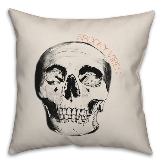 Spooky Vibes Skull 18&#x22; x 18&#x22; Throw Pillow